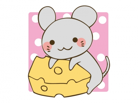 チーズを抱えているかわいいネズミのイラスト