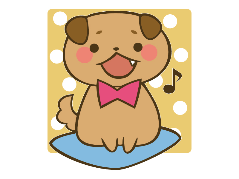 蝶ネクタイをしたかわいい犬のイラスト