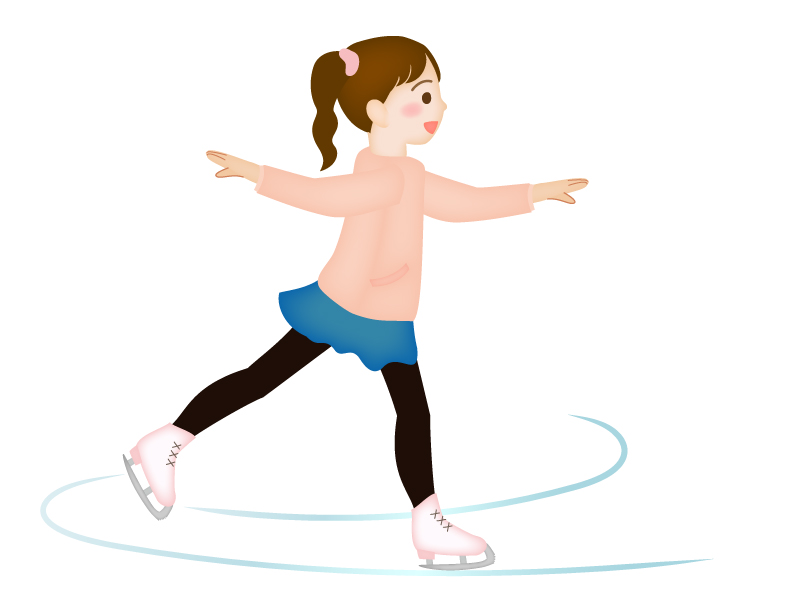 フィギュアスケートで滑っている女の子のイラスト