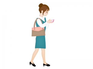 歩きスマホをしている女性 Ol のイラスト イラスト無料 かわいい