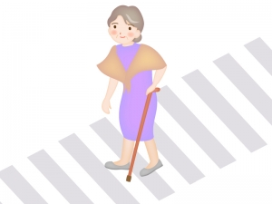 杖をついて横断歩道を渡るお年寄りのイラスト イラスト無料 かわいいテンプレート