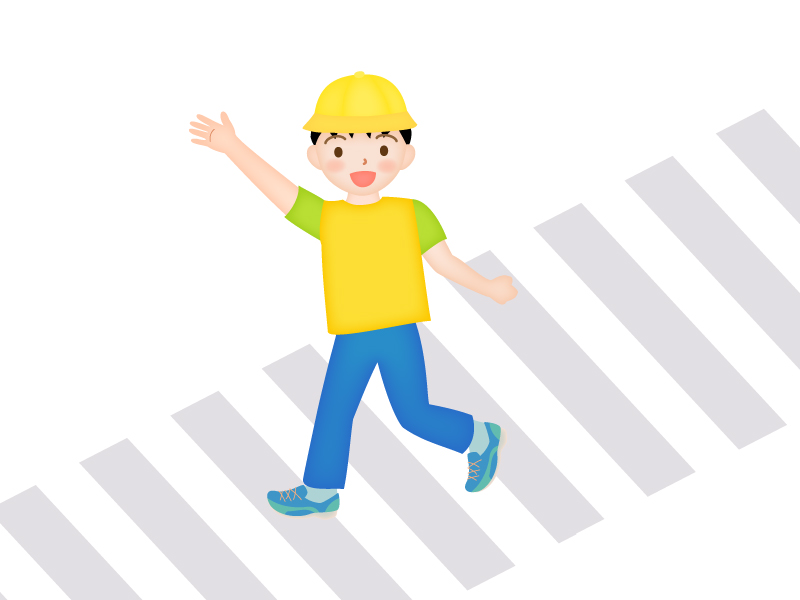 手を挙げて横断歩道を渡る子供のイラスト イラスト無料 かわいいテンプレート