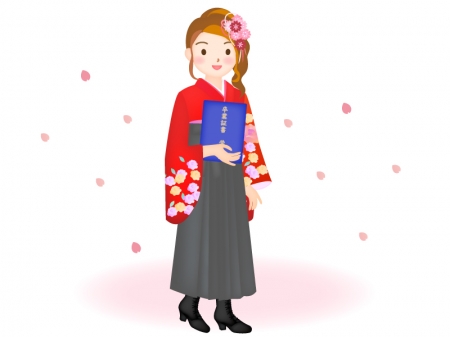 大学を卒業した女性のイラスト