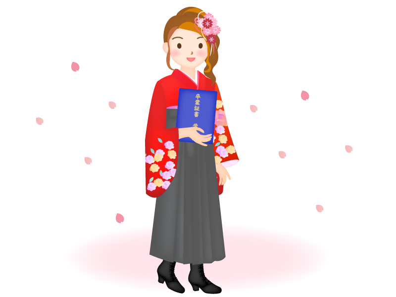 大学を卒業した女性のイラスト