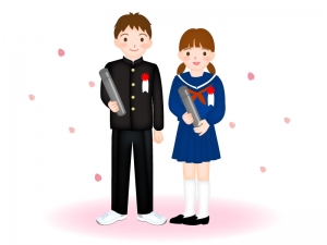 中学校を卒業した男の子と女の子のイラスト イラスト無料 かわいいテンプレート