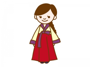 韓国衣装のチマチョゴリを着ている女性のイラスト イラスト無料