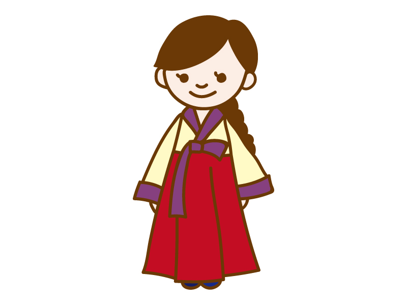 韓国衣装のチマチョゴリを着ている女性のイラスト