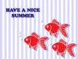 三匹の金魚がいる夏のグリーティングカードのイラスト