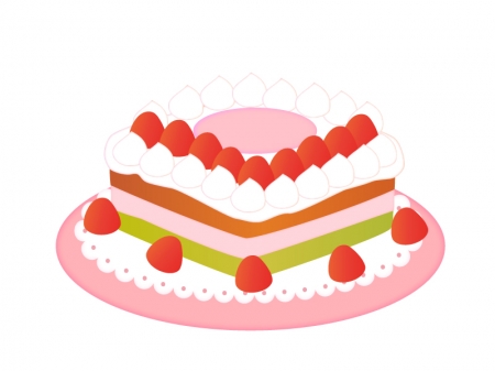 いちごのホールケーキのイラスト