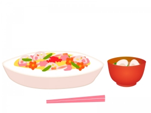 雛祭り ちらし寿司とはまぐりのお吸い物のイラスト イラスト無料 かわいいテンプレート