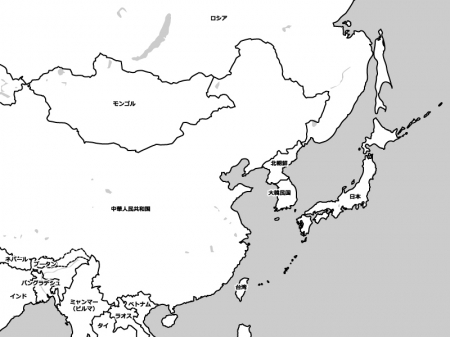 アジアの白地図イラスト素材