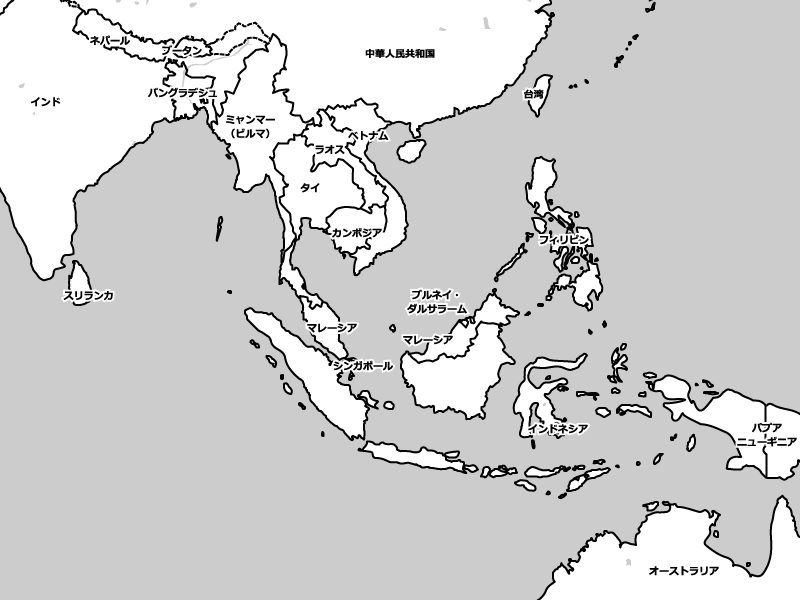 東南アジアの白地図イラスト素材 イラスト無料 かわいいテンプレート