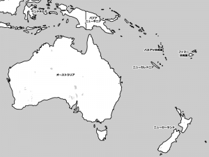 オセアニア主要国 島の白地図イラスト素材 イラスト無料 かわいいテンプレート