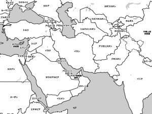 中東の白地図イラスト素材 イラスト無料 かわいいテンプレート