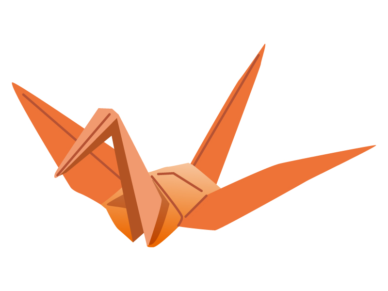 折り鶴（朱色）のイラスト