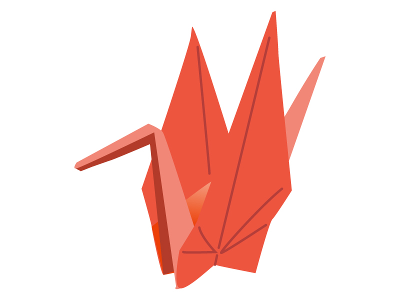 折り鶴（赤色）のイラスト