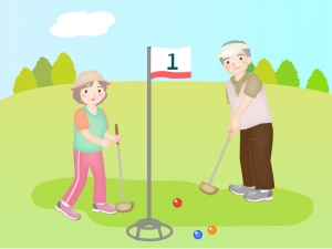 グラウンドゴルフをしているお年寄りのイラスト イラスト無料 かわいいテンプレート