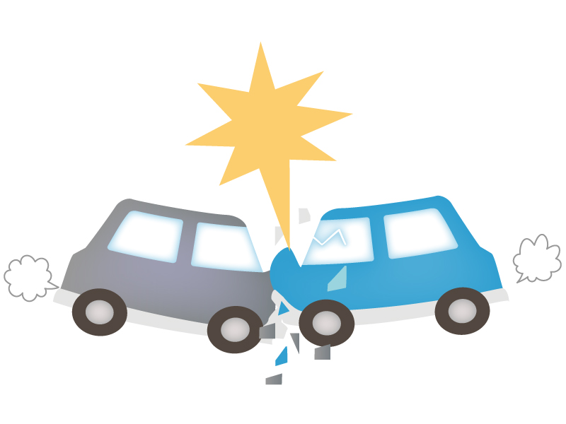 自動車の正面衝突の事故のイラスト