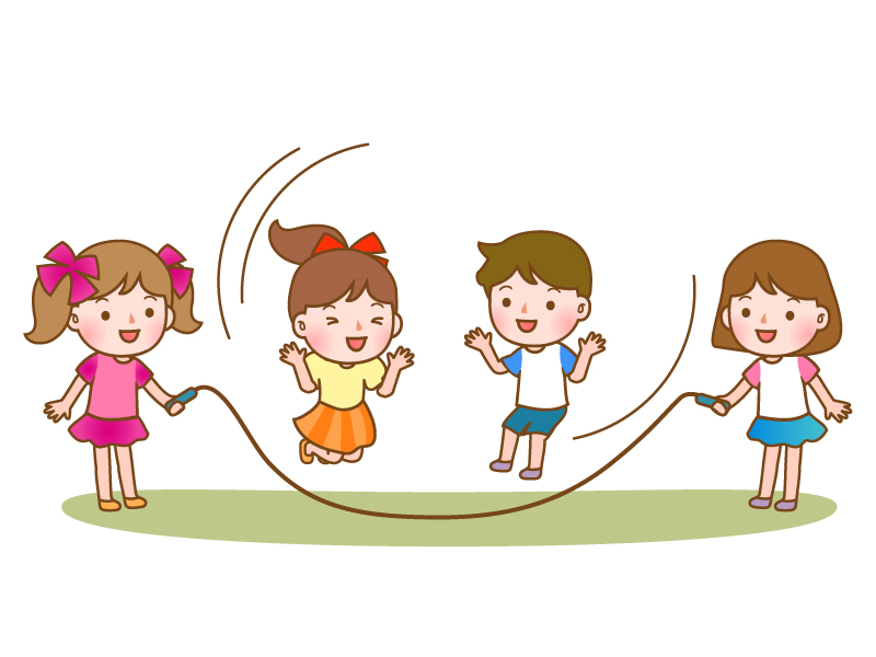 長縄跳びをしている子供達のイラスト