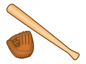 野球のグローブとバットのイラスト イラスト無料 かわいいテンプレート