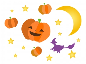 ハロウィン かぼちゃと魔女のイラスト イラスト無料 かわいいテンプレート