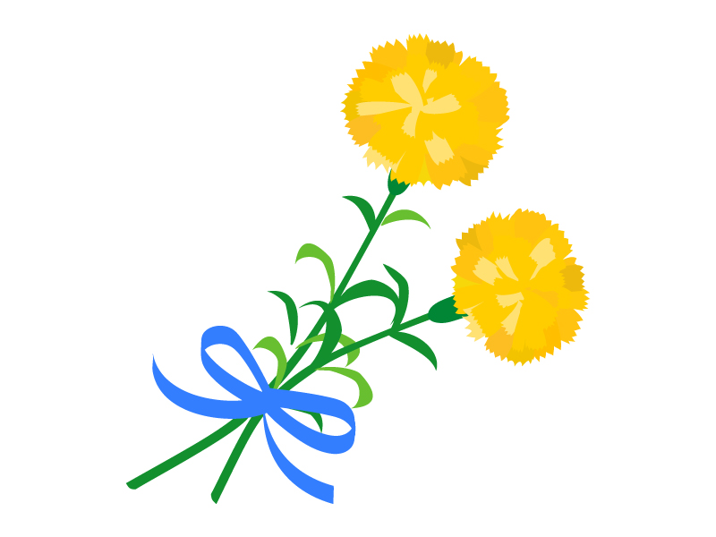 黄色いカーネーションの花束のイラスト