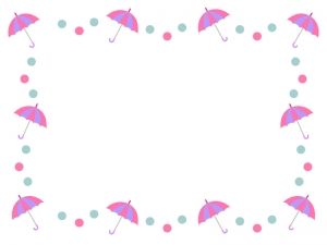 ピンクの傘の枠 フレーム素材 イラスト無料 かわいいテンプレート