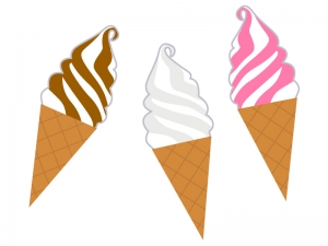 ３種類のソフトクリームのイラスト イラスト無料 かわいいテンプレート