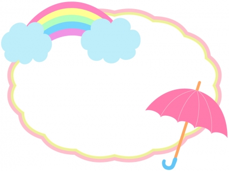 虹と傘の枠・フレーム素材