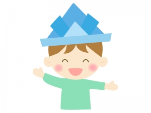 子供の日 青い紙兜をかぶった男の子のイラスト イラスト無料 かわいいテンプレート