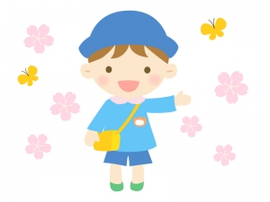 桜と園児の男の子のイラスト イラスト無料 かわいいテンプレート