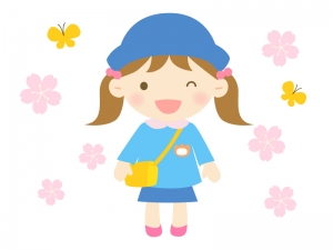 桜と園児の女の子のイラスト イラスト無料 かわいいテンプレート