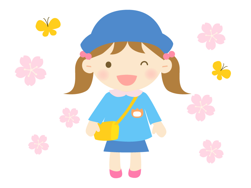 桜と園児の女の子のイラスト イラスト無料 かわいいテンプレート