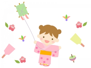 お正月遊びをする女の子のイラスト イラスト無料 かわいいテンプレート