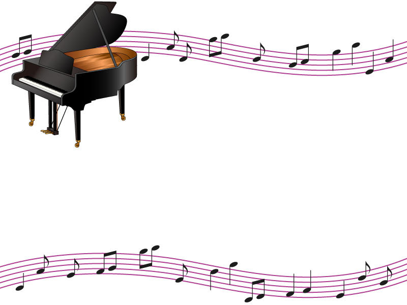 グランドピアノと音符のフレーム・枠素材