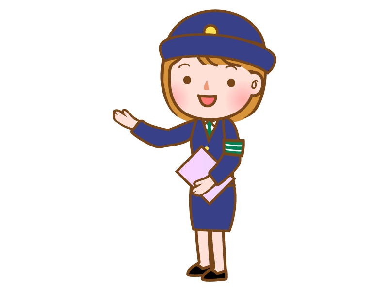 説明をする女性警察官のイラスト イラスト無料 かわいいテンプレート