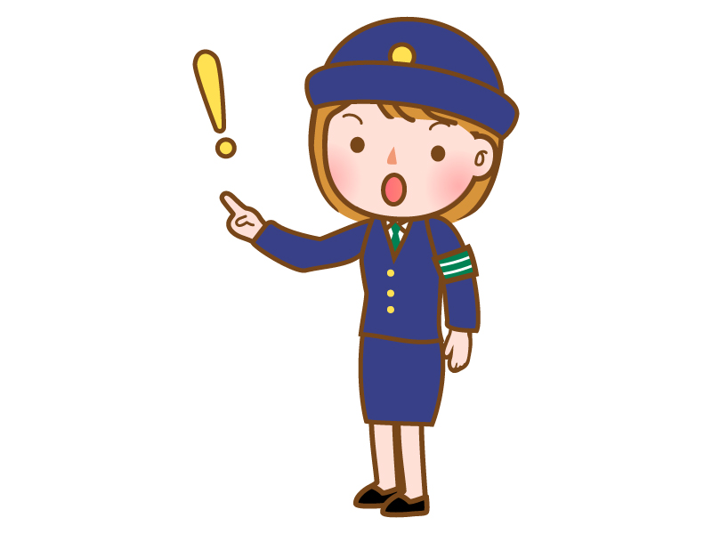 注意をする女性警察官のイラスト