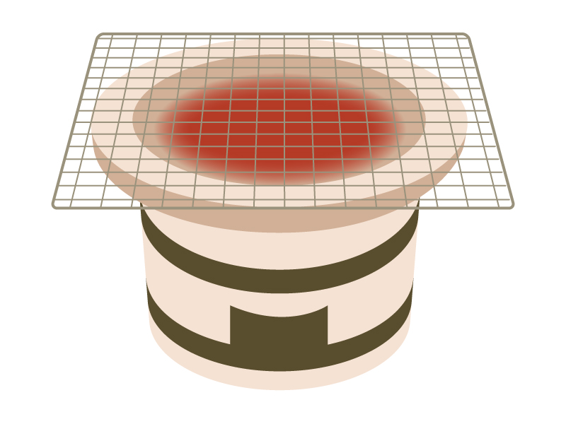 七輪・炭火焼きのイラスト