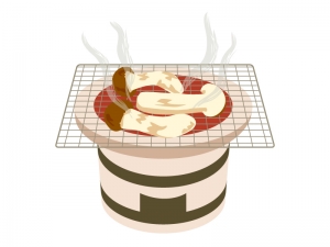 七輪と焼き松茸まつたけ きのこのイラスト イラスト無料 かわいいテンプレート