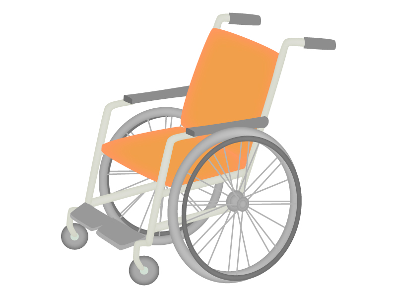 オレンジ色の車椅子のイラスト