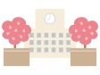 桜と学校のイラスト