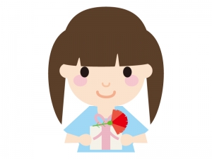 母の日 お母さんにプレゼントを渡す子供のイラスト イラスト無料 かわいいテンプレート