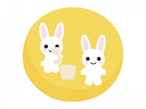 月で餅つきをしているウサギのイラスト イラスト無料 かわいいテンプレート