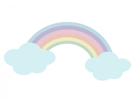 パステルカラーの虹と雲のイラスト