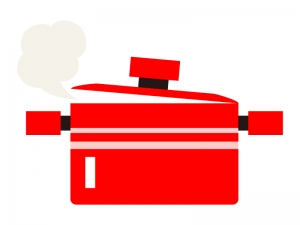湯気が出ている赤い鍋のイラスト イラスト無料 かわいいテンプレート