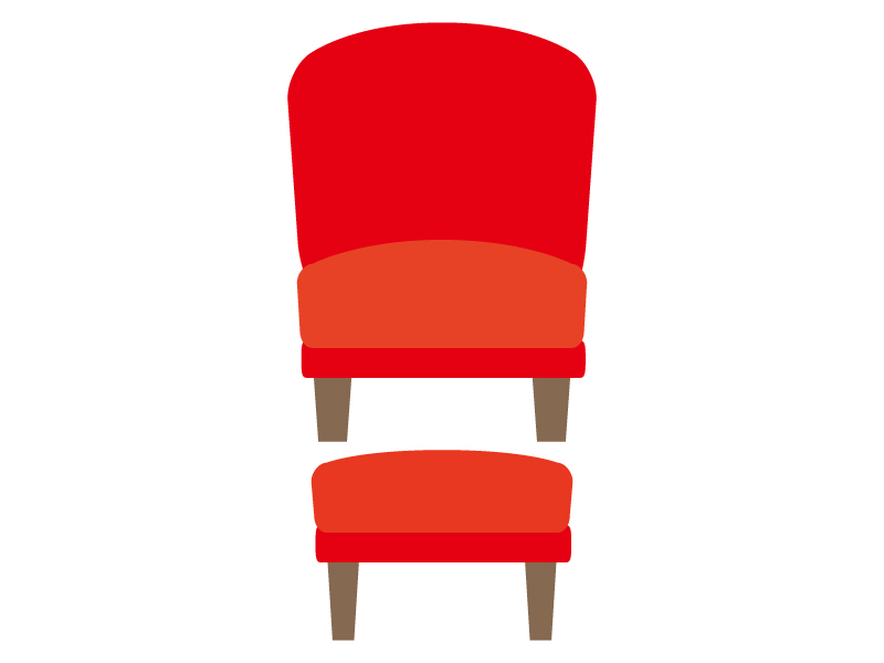 赤い椅子とオットマンのイラスト