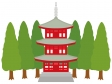 赤い三重塔のイラスト