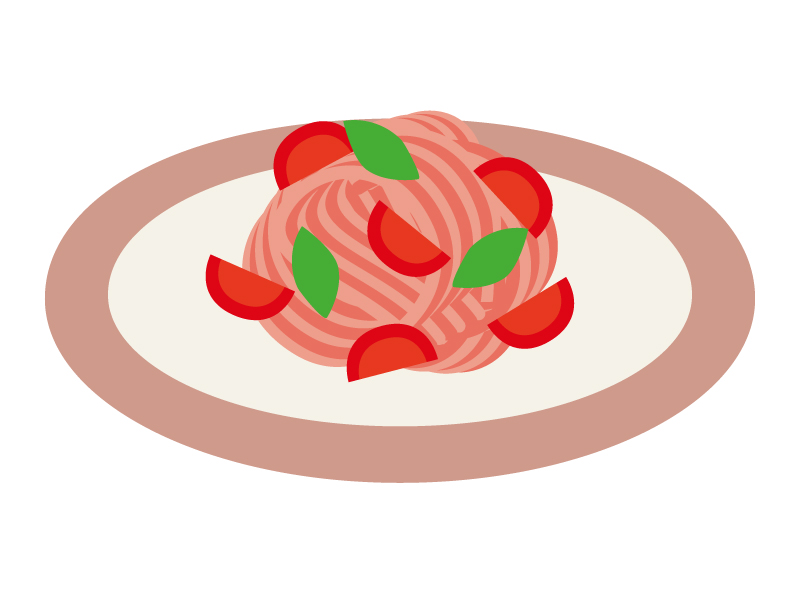 トマトソースのパスタのイラスト
