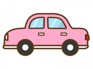 ピンク色の手書き風の自動車のイラスト イラスト無料 かわいいテンプレート
