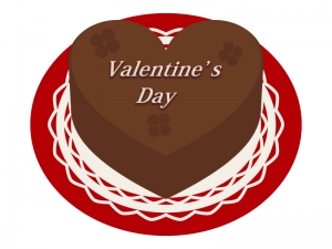 バレンタイン ハート型のチョコレートケーキのイラスト イラスト